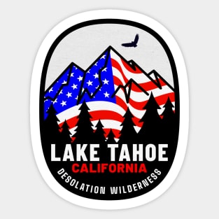 Lake Tahoe California Desolation Wilderness Skiing Mountains Ski Patriotic Sticker